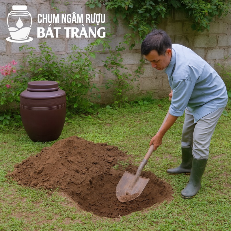 Đào hố hạ thổ chum rượu