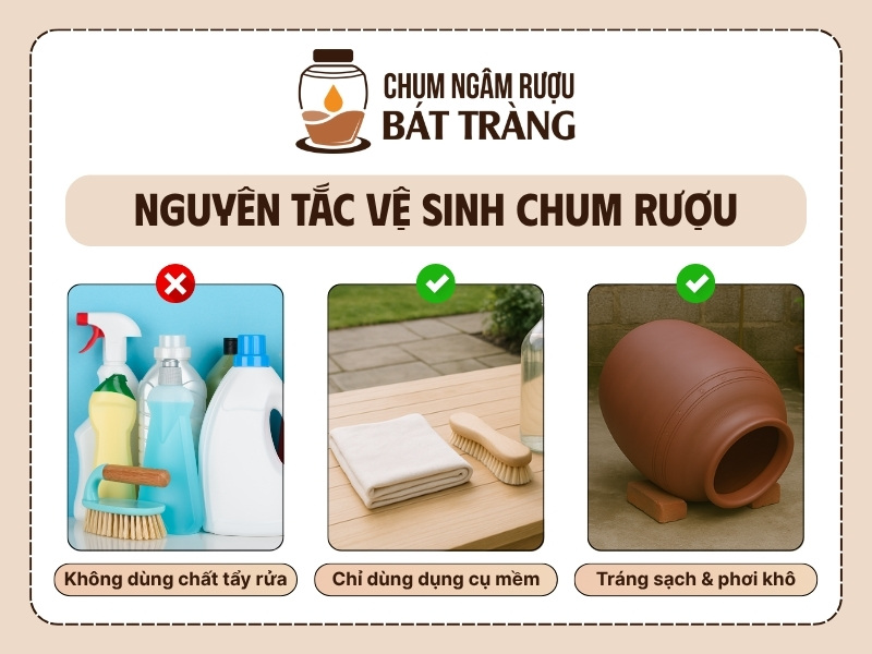 Nguyên tắc vệ sinh chum rượu Bát Tràng
