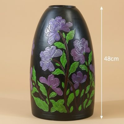 Kích thước Lọ Hoa Dáng Chuông Họa Tiết Hoa Tím Bát Tràng ST-BH06