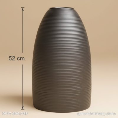 Kích thước Lọ Hoa Dáng Chuông Vân Sọc Men Đen Bát Tràng ST-BH01