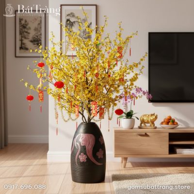 Lọ Hoa Họa Tiết Nàng Thơ Dáng Chuông Bát Tràng ST-BH04