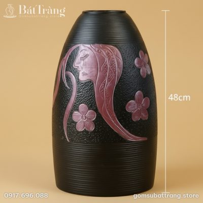 Kích thước Lọ Hoa Họa Tiết Nàng Thơ Dáng Chuông Bát Tràng ST-BH04