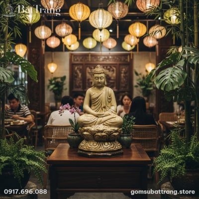 Tượng Phật Thích Ca men rạn Bát Tràng (cao 41cm...