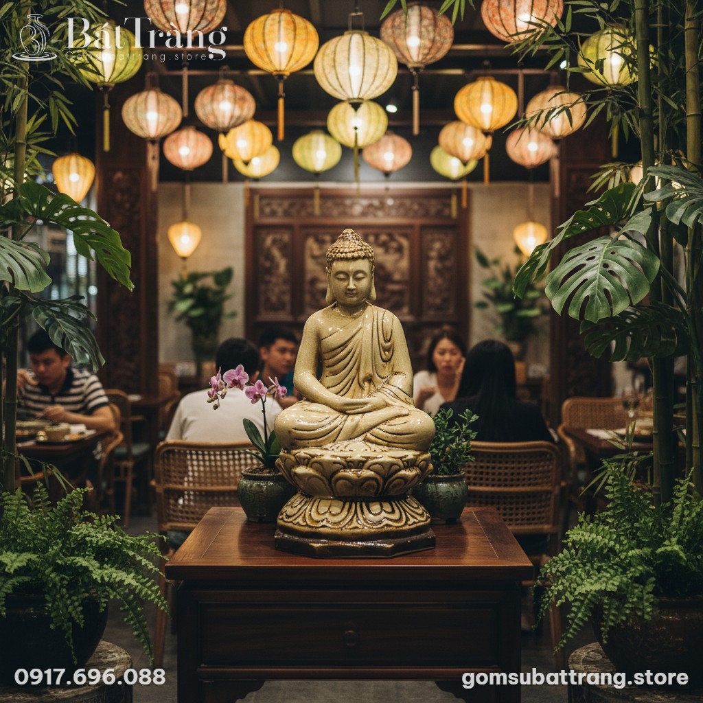 cận cảnh Tượng Phật Thích Ca men rạn Bát Tràng ...