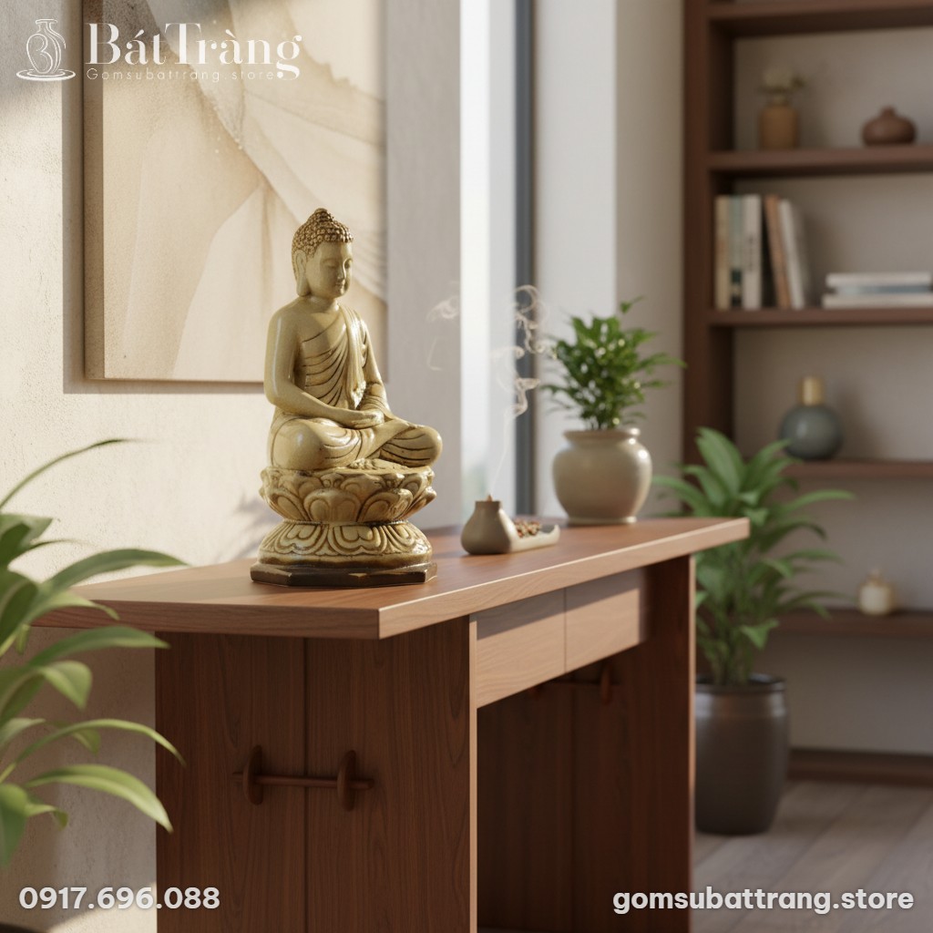 Cận cảnh Tượng Phật Thích Ca men rạn Bát Tràng ...