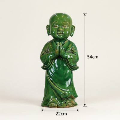 Kích thước Tượng Tiểu Sư Chắp Tay An Nhiên Men Xanh Ngọc ST-TG01