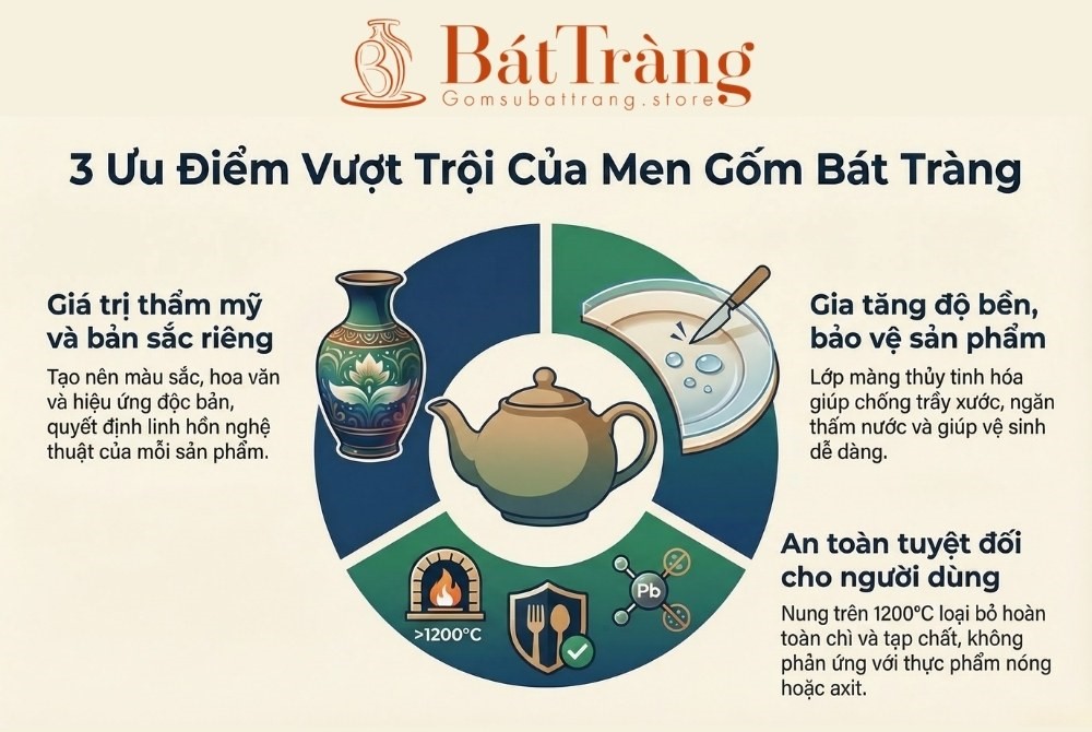 Ưu điểm của men gốm Bát Tràng