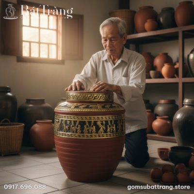 Chụp cận cảnh một chum ngâm rượu Đông Sơn Âu Lạ...