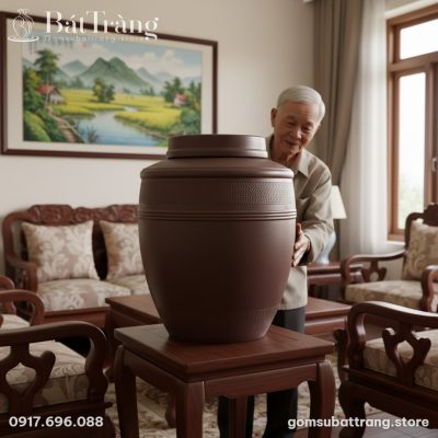 cận cảnh chum sành ngâm rượu 50L kích thước rất...