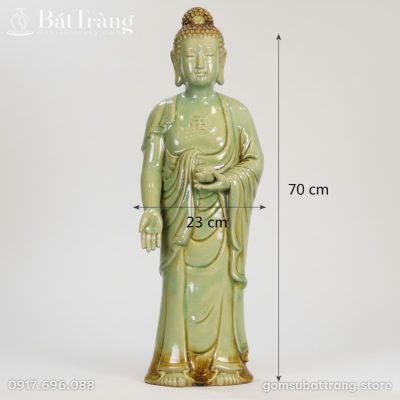 Kích thước Tượng Phật A Di Đà Đứng Thanh Tịnh Men Ngọc Rạn ST-TG04