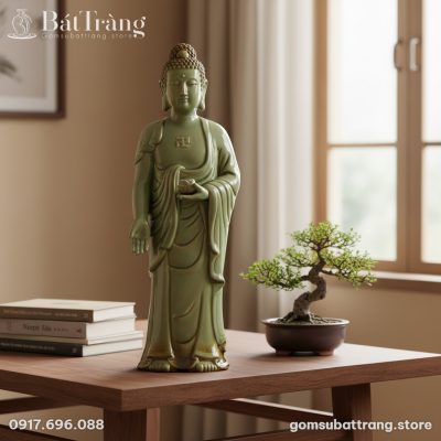 Chụp cận cảnh tượng Phật A Di Đà men ngọc kích ...