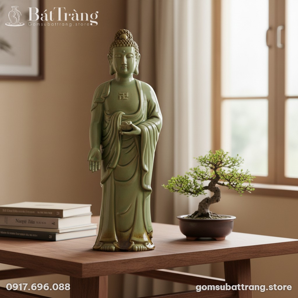 Chụp cận cảnh tượng Phật A Di Đà men ngọc kích ...