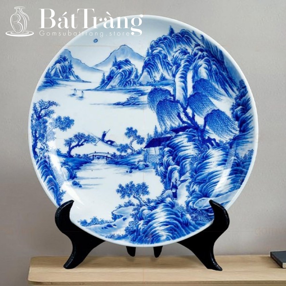 Đĩa cảnh họa tiết Sơn Thủy Hữu Tình