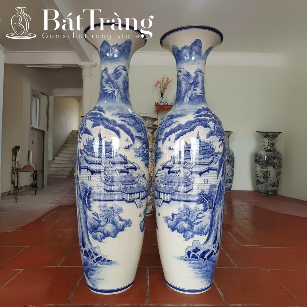 Lộc bình họa tiết Sơn Thủy Hữu Tình