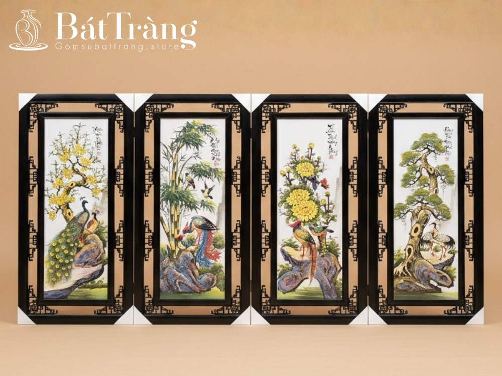 Tranh tứ quý gốm sứ