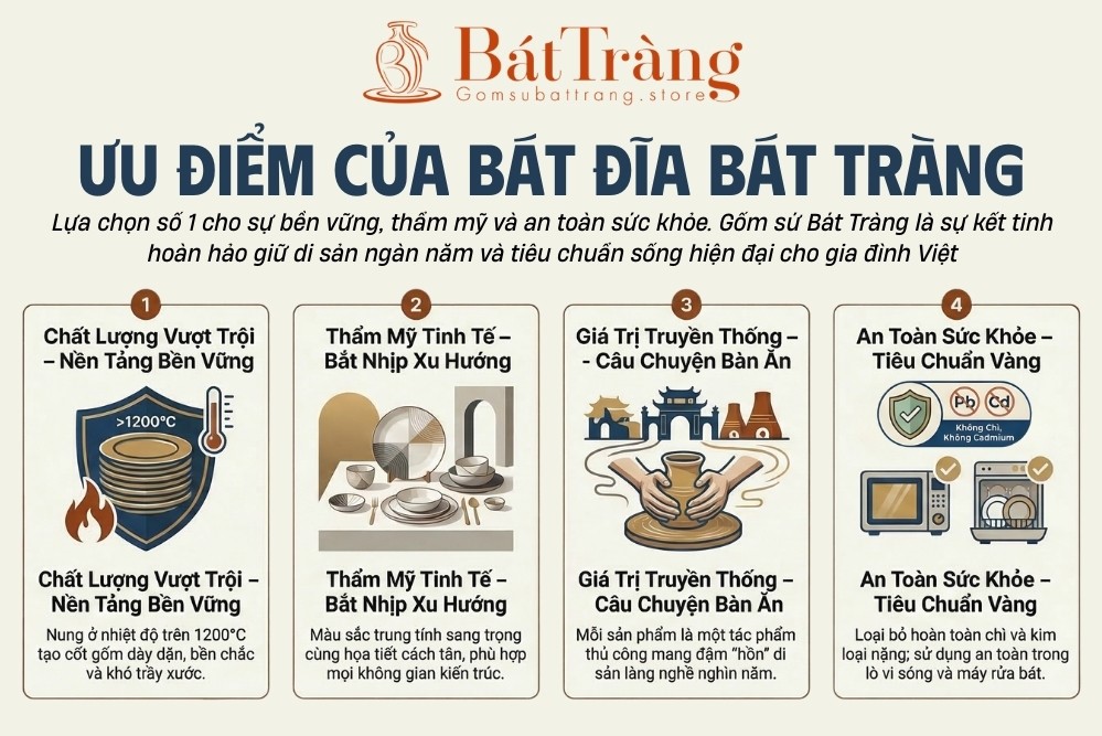 Ưu điểm của bát đĩa Bát Tràng