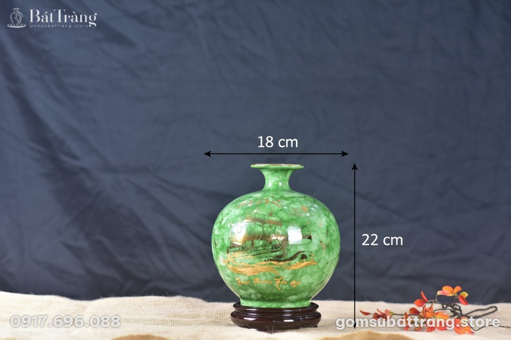 Kích thước Bình hút lộc Thuận Buồm Xuôi Gió vân đá xanh lá ST-HL02