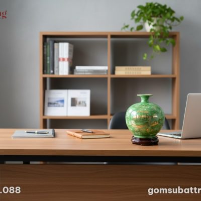 Bình hút lộc Thuận Buồm Xuôi Gió xanh ngọc vẽ v...