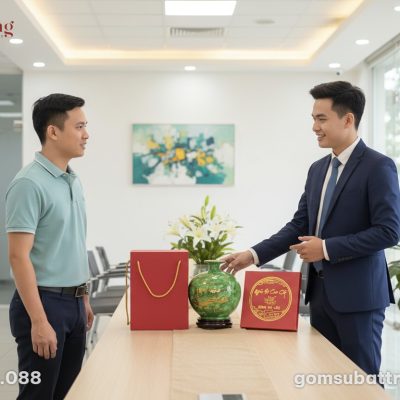 Bình hút lộc Thuận Buồm Xuôi Gió xanh ngọc vẽ v...