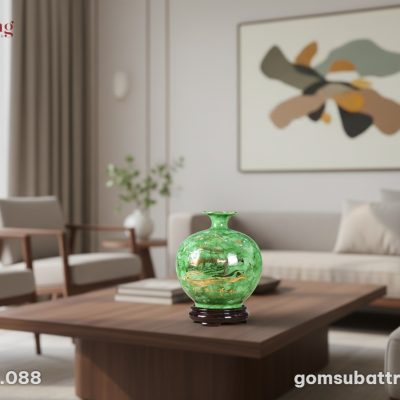 Bình hút lộc Thuận Buồm Xuôi Gió xanh ngọc vẽ v...