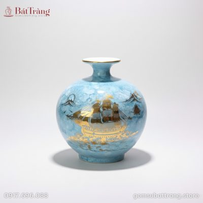 Bình hút lộc vân đá xanh dương Thuận Buồm Xuôi Gió vẽ vàng kim ST-HL01 - Ảnh đại diện