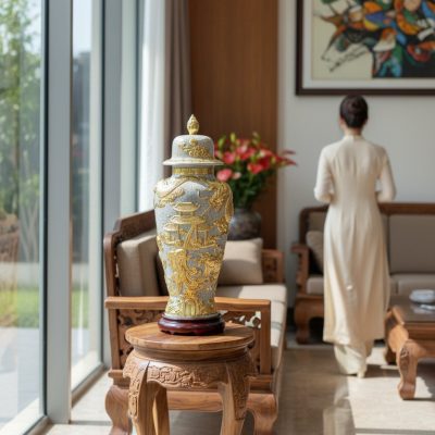 Chóe thờ men rạn dát vàng cao 80cm đặt uy nghi ...