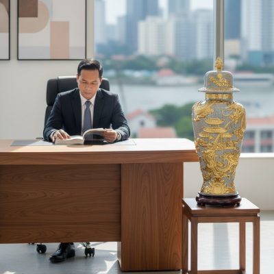 Trong văn phòng giám đốc hiện đại Việt Nam, chó...