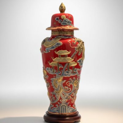 Chóe thờ trang trí màu đỏ