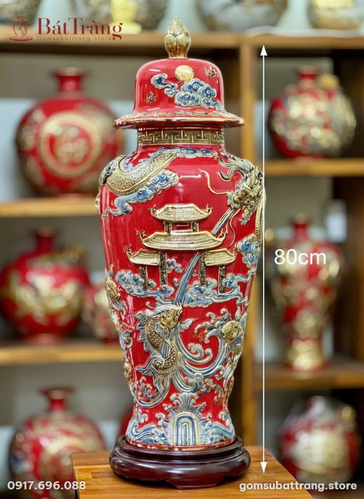 Kích thước Chóe thờ trang trí màu đỏ 