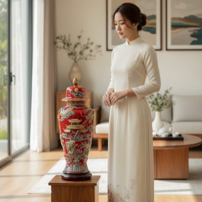 Chóe gốm sứ Bát Tràng men đỏ dát vàng cao 80cm ...