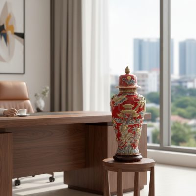 Chóe gốm sứ Bát Tràng men đỏ dát vàng cao 80cm ...