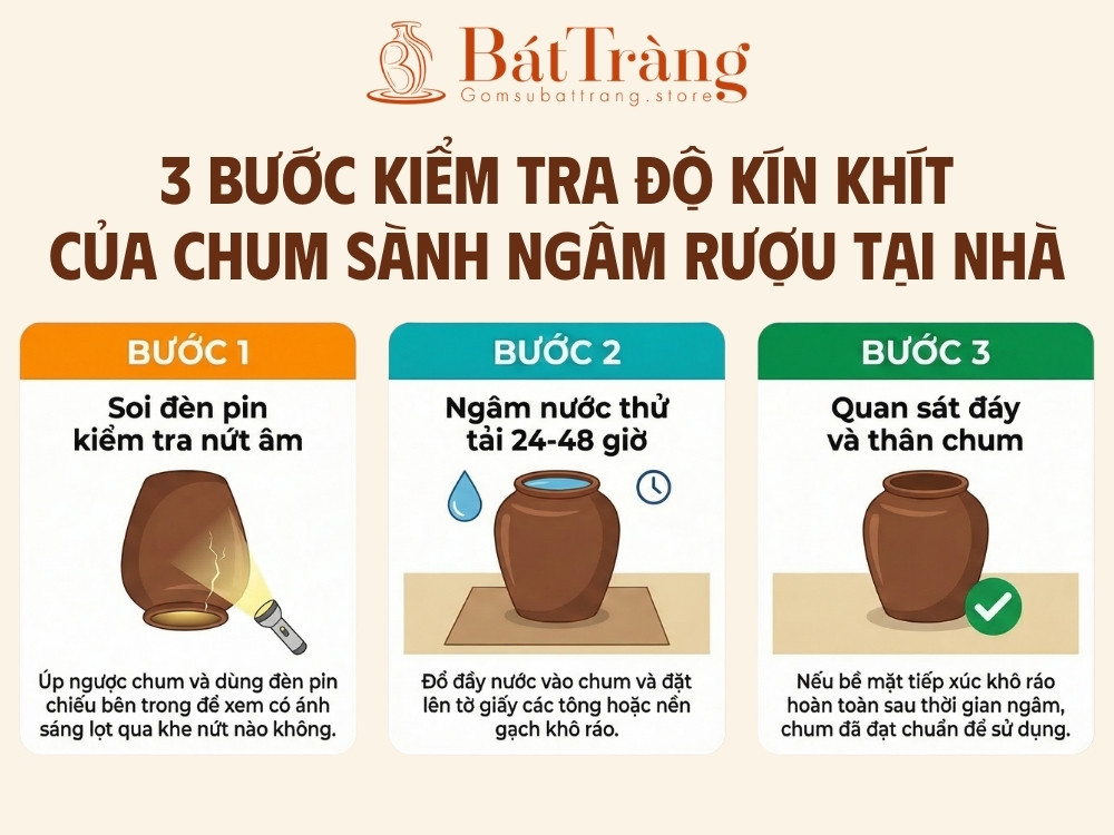 Các bước kiểm tra độ kín khít của chum sành