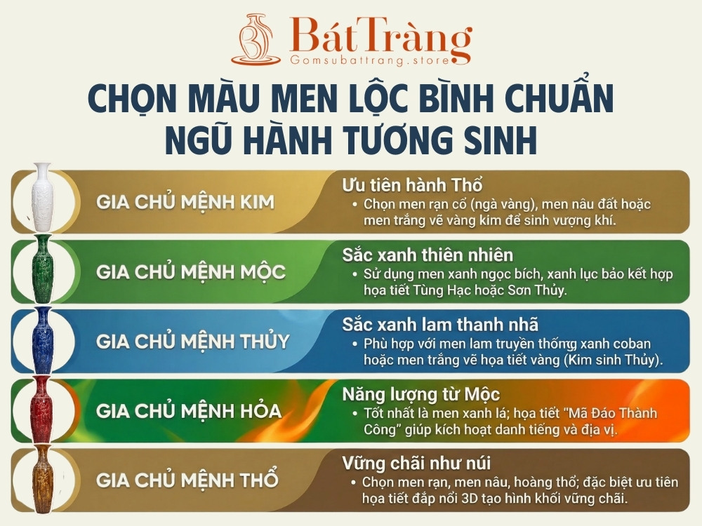Lựa chọn lộc bình theo màu men hợp mệnh