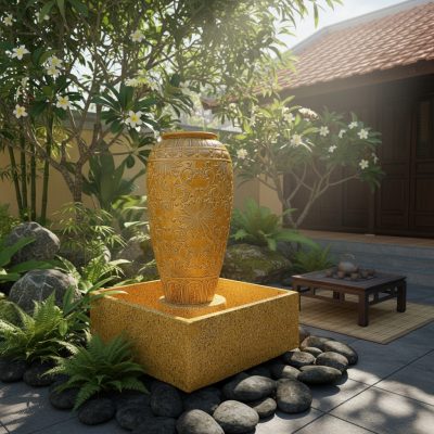 Chum nước phong thủy đặt trong tiểu cảnh sân vư...