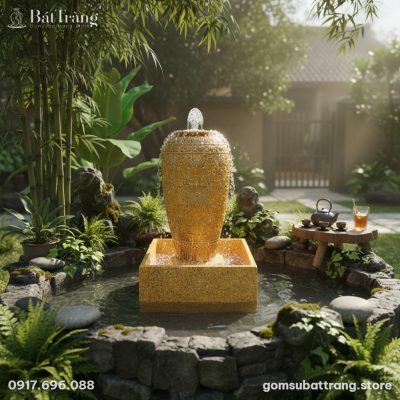 Chum nước phong thủy đặt trong tiểu cảnh sân vư...