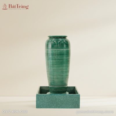 Chum nước men xanh ngọc hỏa biến kẻ sọc ngang ST-CN05
