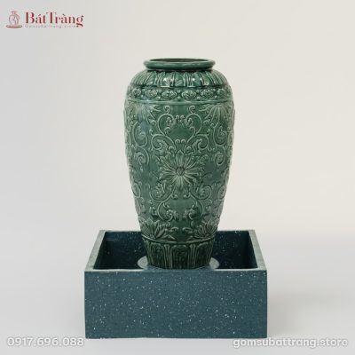 Chum nước men xanh ngọc lục bảo khắc hoa dây cổ điển ST-LN01
