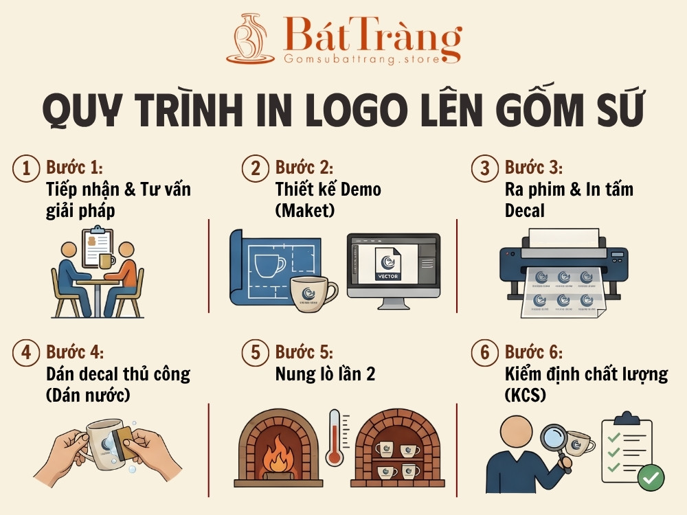 Quy trình in logo lên gốm sứ Bát Tràng
