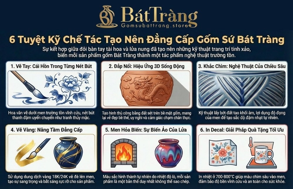 Các kỹ thuật chế tác hoa văn trên gốm sứ 