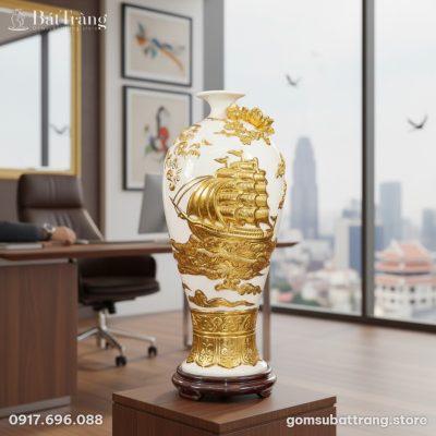 Mai bình Thuận Buồm Xuôi Gió dát vàng 52cm đặt ...