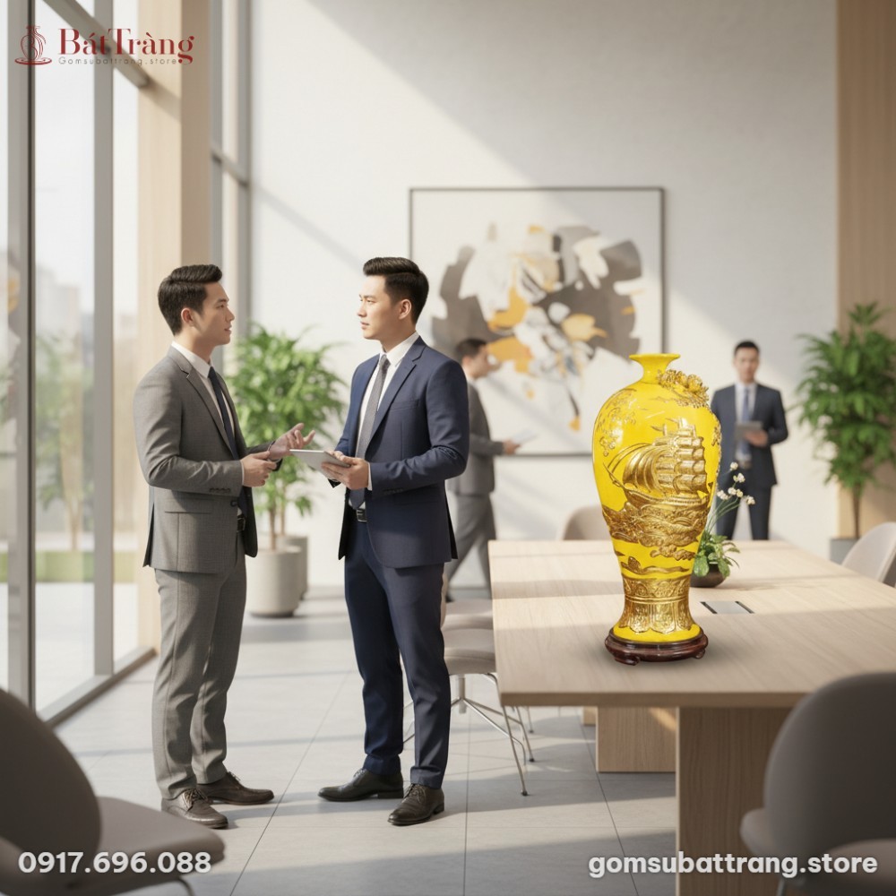 Hai doanh nhân Việt Nam thanh lịch đang trao đổ...