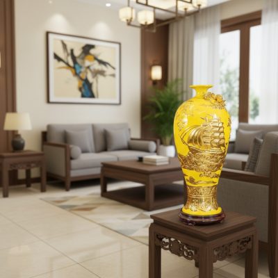 Chiếc mai bình Thuận Buồm Xuôi Gió dát vàng 42c...