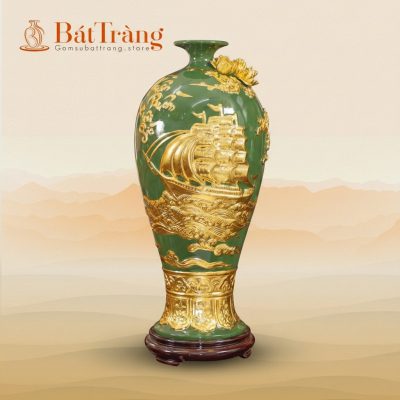 Mai bình Thuận Buồm Xuôi Gió dát vàng màu xanh lá ST-MB04 - Ảnh đại diện