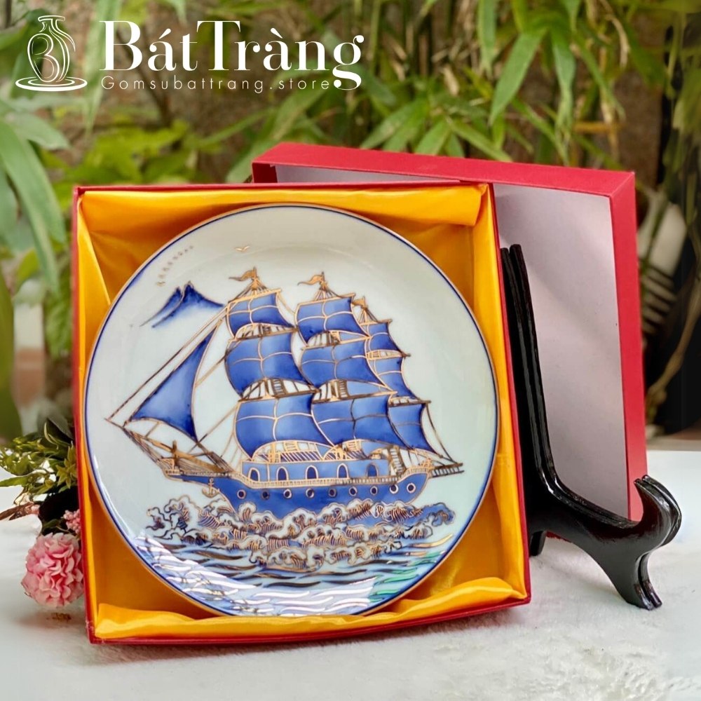 Đĩa cảnh gốm sứ Bát Tràng