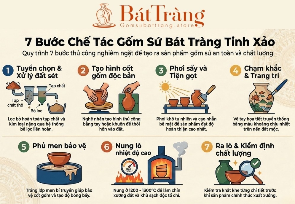 7 bước sản xuất gốm sứ Bát Tràng theo yêu cầu