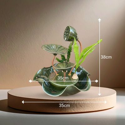 Kích thước Thác nước tiểu cảnh để bàn nụ sen men xanh ngọc hỏa biến ST-TN02