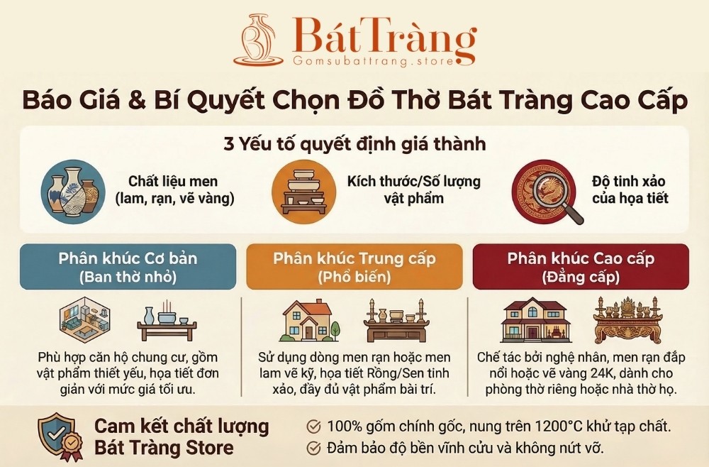 Các yếu tố ảnh hưởng đến giá thành bộ đồ thờ Bát Tràng