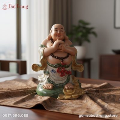 Cận cảnh Tượng Phật Di Lặc Bát Tràng đứng, tập ...