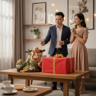 Một tượng Phật Di Lặc Bát Tràng đa sắc, men bón...