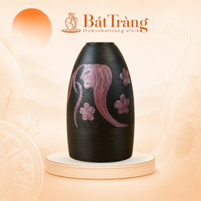 Lọ Hoa Họa Tiết Nàng Thơ Dáng Chuông Bát Tràng ST-BH04